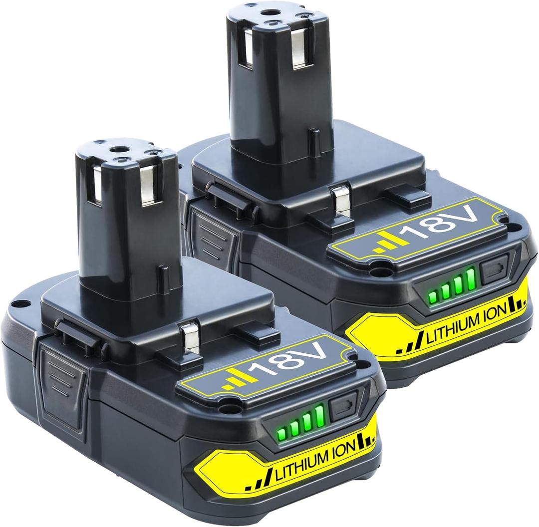 FSKE 2Pack 3.0Ah Replacement for Ryobi 18V Battery P102 P103 P104 P105 P108 P190 P189 P197 P122 PBP005 BPL-1815 BPL-1820G BPL18151 BPL1820 etc