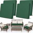 Newwiee Set of 4 Stretch Patio Cushion Covers Sofa Couch Seat Chair Slipcovers Waterproof Cushion Cover Replacement Furniture Protector for Pets Washable (Seat Cover, Pine Green)