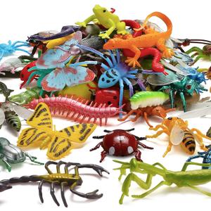 73 Pack Plastic Fake Mini Bugs Set, Realistic Insects Toy for Kid, Colorful Assorted Play Bug for Children Toddler, Education Insect Themed Party, Gift for Halloween Goody Bag Filler Cupcake Topper