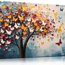 Butterfly Tree Canvas Wall Art for Living Room Bedroom Home Office Blue Colorful Tree of Life Wall Art Modern Large Framed Canvas Prints Size 20x40