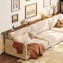 Huuger 110.2 Inch Behind Couch Table with Power Outlets, 23.9-34.4 Height Adjustable Range, Sofa Tables Narrow Long with USB-C Ports, Extra-Long Slim Console Table, for Small Spaces, Rustic Brown