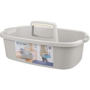 Large Cleaning Supplies Caddy Portable Shower Basket Supply Organizer with Handle Plastic Bucket Tool Storage for Bathroom, Bedroom, Kitchen, College Dorm, Garden, Light Grey