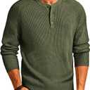 PJ PAUL JONES Sweaters for Men Regular Fit Casual Long Sleeve Knit Sweaters for Work Office Army Green L