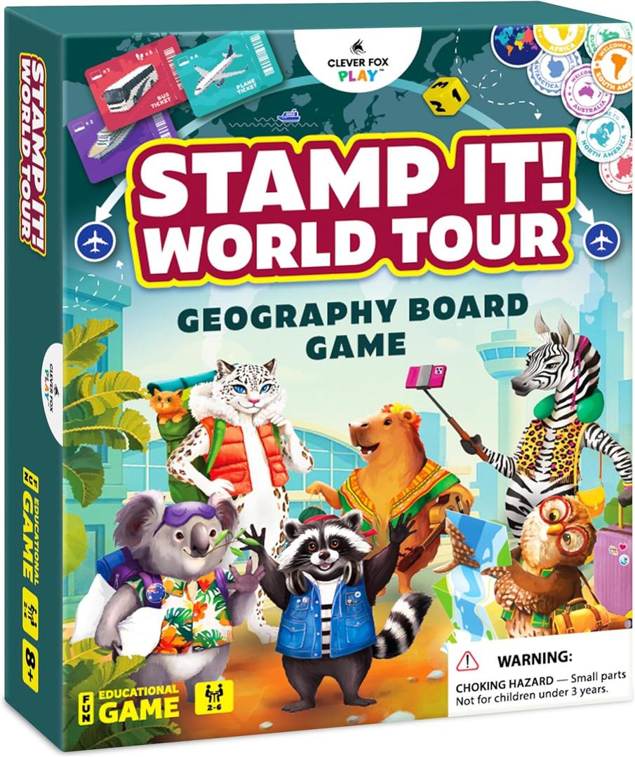 Stamp It! World Tour Geography Board Game for Kids Aged 8-12  Travel Across Continents & Collect Stamps  Educational World Adventure & Map Trivia for Classroom for Geography Lovers