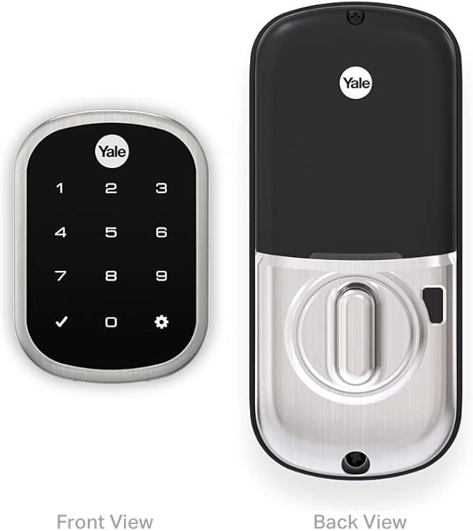 Yale | LiftMaster Smart Lock with Touchscreen Deadbolt- Works with myQ App & Key by Amazon in-Garage Delivery when paired with Smart Garage Hub (sold separately), Satin Nickel