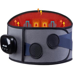 Lower Back Massager, Cordless Heating Pad with Massager for Back Pain Relief, 47-60" Lower Back Wearable Heating Pad for Cramps with 3 Heat&Timer, 5 Vibration Back Lumbar Support Belt for Men Women