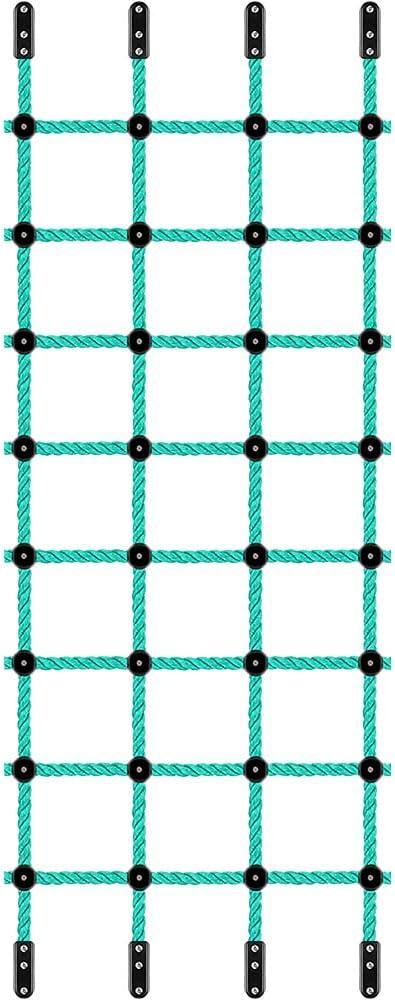 BeneLabel Climbing Cargo Net 30" x 139" Outdoor Climbing Net for Kids No-Knot Nylon Rope Climbing Ladder Net for Playground Treehouse, Swing Set, Backyard Climbing Frame, Playset - Green