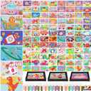 Tenceur 173 Pcs Kids' Sand Art Kits Color Sand Art Pictures Peel and Stick 12 Color Kit Painting Board Painting Tray Brush Bottles(Transportation, Animal, Dinosaur, Universe, Underwater, Dessert)