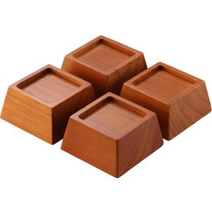 Lufia Wood Bed Risers 2 Inch, Premium Pine Furniture Risers - Sturdy, Stylish and Space Saving 2" Bed Lift for Sofa, Desk and More - 4-Pack (Brown Wood, 2 Inch)