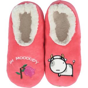 BenSorts Fuzzy Slipper Socks for Women Funny House Slippers with Grips (Pink, L)