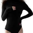 PUMIEY Women's Long Sleeve Bodysuit Mock Turtle Neck Body Suits Going Out Tops Sharp Collection
Size Medium