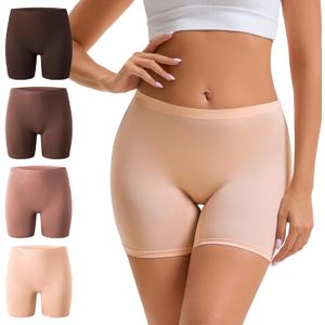 INNERSY Womens Boyshorts Underwear Boxer Briefs Shorts Panties with Cotton Crotch 4 Pack (Small, Warm Retro)