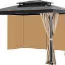 VEVOR Gazebo Curtains Outdoor, Fit Most 12' x 10' x 7' Gazebos, 4-Panel Sidewall Gazebo Privacy Curtains with Zippers, Outdoor Curtain Replacement for Patio Canopy, Only Curtain, Khaki