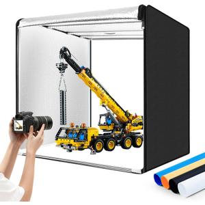 Photo Studio Light Box, 32"x32" Professional Dimmable Shooting Tent Kit with 210 LEDs Lights & 4 Color Backgrounds for Product Photography