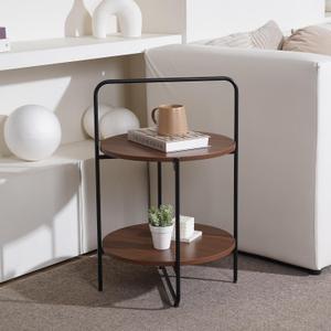 Mijas 2-Tier Side Table, Round End Table, A Stylish and Functional Addition for Home & Office, Perfect for Decor, Storage Solutions, and Enhancing Any Living Space (Brown)