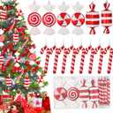 14Pcs Christmas Hanging Candy Balls Ornaments Red White Candy Cane Pendant for Home Part Christmas Tree Decorations Xmas Indoor Outdoor Party Decoration