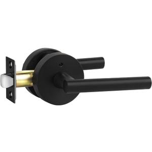 Goldenwarm 1 Pack Black Door Handle Interior, Matte Black Door Lever Privacy Door Handles Keyless, Zinc-Alloy Heavy Duty Door Hardware for Bedroom Bathroom