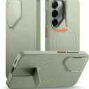 SURITCH for Samsung Galaxy S25 Phone Case, Magnetic Shockproof Bumper Case Slim Protective Cover with Camera Cover & Adjustable Metal Kickstand for Galaxy S25 (2025)-Sage Green