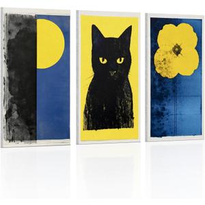 UMIACOUSTICS 3 Pcs 0.7Inch Thick Art Acoustic Panels, Decorative Acoustical Wall Panels, Sound Absorbing Art Panels for Home, Office, Hotel, Moonward-Felis