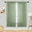 Mrs.Naturall Sage Green Sheer Curtains 63 Inch Length,Pastel Cottagecore Cottage Core Curtains for Bedroom Living Room (52"W x 63"L (Pack of 2))