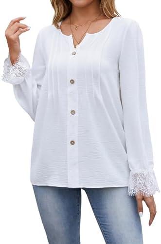 Eddoyee Womens Dressy Casual Long Sleeve Shirt 2025 Fashion Chiffon Lace Lantern Loose Top, Small Eddoyee Womens Dressy Casual Long Sleeve Shirt 2025 Fashion Chiffon Lace Lantern Loose Top, Small