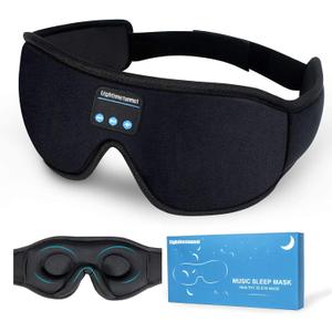 Sleep Headphones, Bluetooth 5.0 Wireless 3D Eye Mask, Lightimetunnel Washable Sleeping Headphones for Side Sleepers With Adjustable Ultra Thin Stereo Speakers Microphone Hands Free for Insomnia Travel