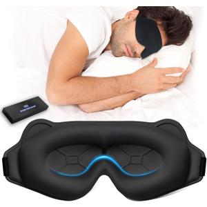 Sleep Eye Mask Weighted for Side Sleeper Men Women,3D Contoured Sleeping Mask with Adjustable Strap No Eye Pressure 100% Blockout Soft Comfortable Eye Cover for Travel,Nap,Meditating,Black