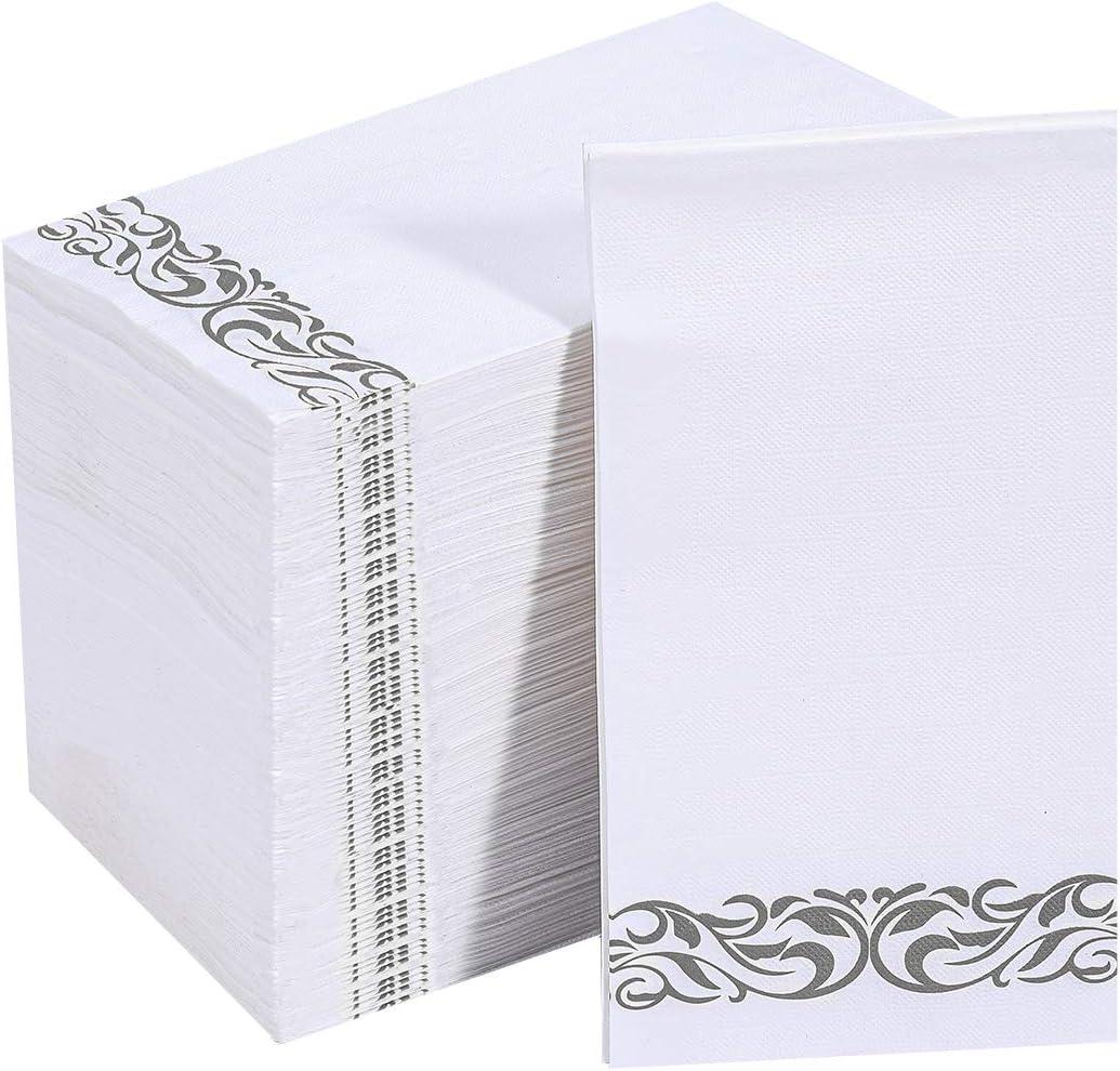 Paper Napkins Guest Towels Disposable Premium Quality 2-ply Dinner Napkins Disposable Soft, Absorbent, Party Napkins Wedding Napkins for Kitchen, Parties, Dinners or Events(White)