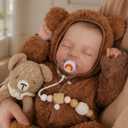 SCOM 20" Reborn Baby, Hand-Painted Hair Lifelike Vinyl Limbs & Soft Cloth Body, Weighted, 7-Piece Gift Set (Magnetic Pacifier, Bottle, Diaper), Realistic Newborn Doll for Ages 3+