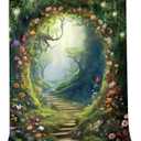 Omifly Enchanted Woodland 5W*7H Backdrop for Photography Fairy Tale Floral Wonderland Greenery Garden Tree Spring Plant Background Party Decorations Cake Table Banner Decor Photo Booth Studio Props (A-02green flower)
