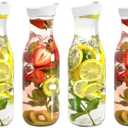 DilaBee Plastic Water Pitcher With Lid Round Carafe Pitchers for drinks, Milk, Smoothie, Iced Tea, Mimosa Bar - BPA-Free - Not Dishwasher Safe (4-Pack, 50 Ounce)