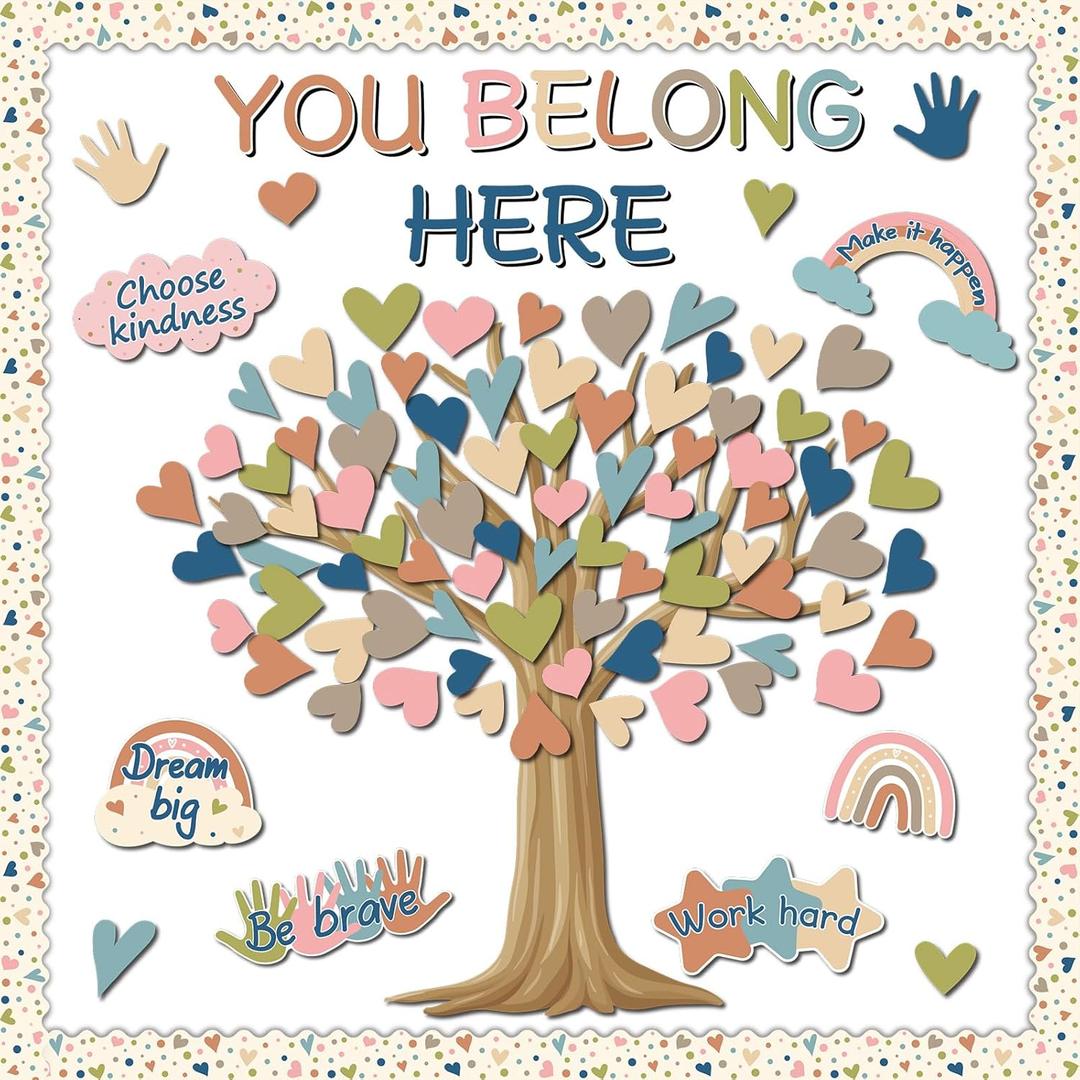 Boho Classroom Tree Bulletin Board Decorations Heart Cutouts Border Welcome Classroom You Belong Here Bulletin Board Decor Supplies for Chalkboard Elementary School Home Wall(You Belong Here) Boho Classroom Tree Bulletin Board Decorations Heart Cutouts Border Welcome Classroom You Belong Here Bulletin Board Decor Supplies for Chalkboard Elementary School Home Wall(You Belong Here)