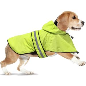Dog Raincoat Hooded - Adjustable Lightweight Pet Slicker Poncho Rain Coat, Safety Reflective Dog Rain Jacket Raincoats with Leash Hole for Small, Medium, Large Dogs (Medium, Green)