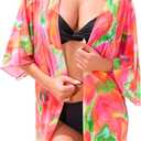 RELLECIGA Beach Cover Up for Women Swimsuit Kimono Cardigans Loose Casual Bathing Suit Coverups (L)