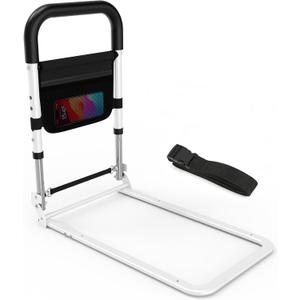 Bed Rails for Elderly Adults Safety, Adjustable Bed Railings, Support Assist Rail for Seniors, Bedside Fall Prevent Grab Bar Guard Rails with Pouch, Bed Cane fits King Queen Full Twin Beds (Small)