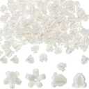 Jutom 100 Pcs Artificial Crown Flower Beads Coral Flower Shell Beads for Jewelry Making, Hawaiian Crown Garland Lei Making, DIY Craft Necklace Bracelet Supplies (White)
