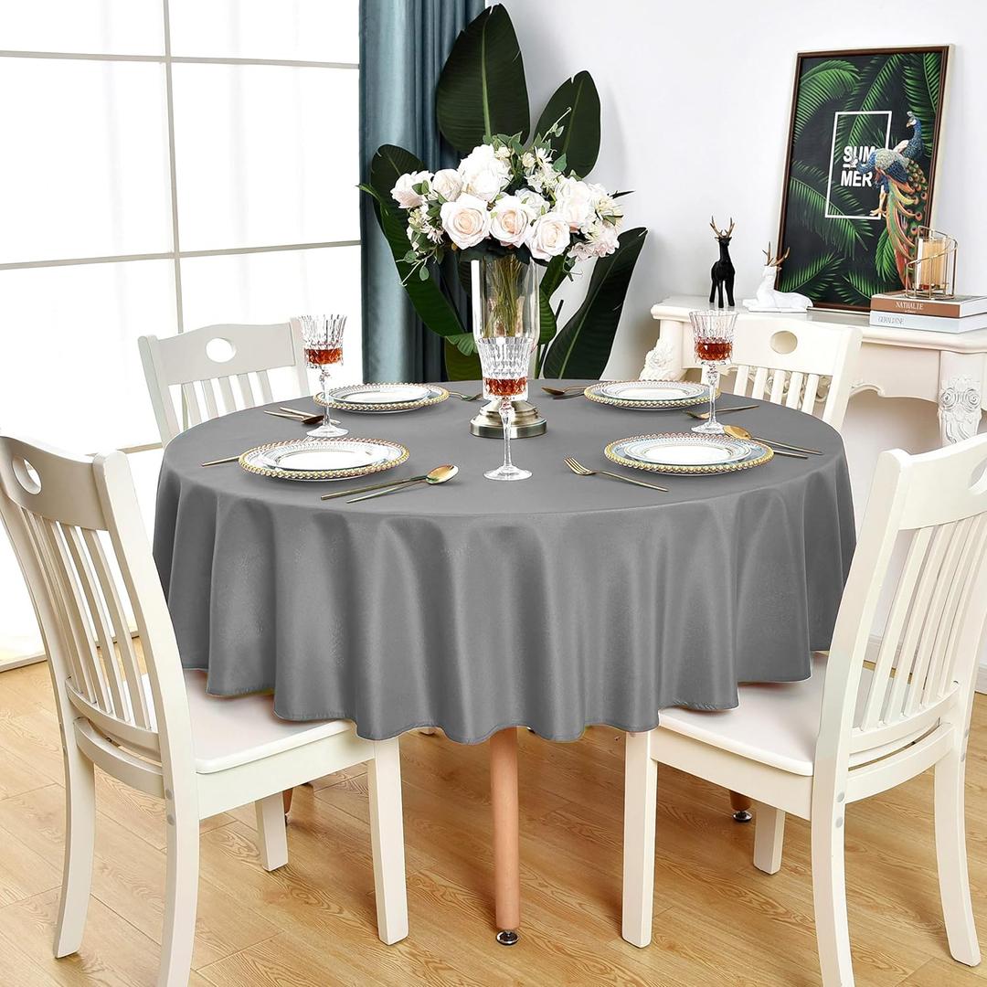 Grey Round Tablecloth Waterproof Stain Resistant Wrinkle Free Table Cloth Gray Polyester Washable Wipeable Table Cover for Party, Banquet, Wedding, Indoor and Outdoor (60 inch, Circle) Grey Round Tablecloth Waterproof Stain Resistant Wrinkle Free Table Cloth Gray Polyester Washable Wipeable Table Cover for Party, Banquet, Wedding, Indoor and Outdoor (60 inch, Circle)
