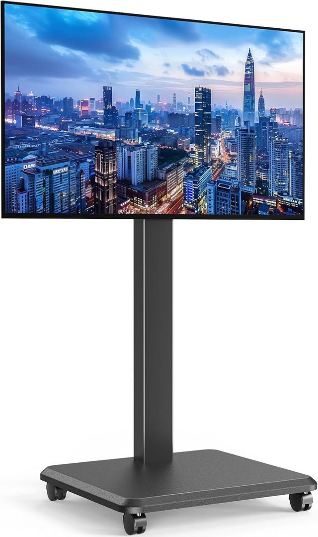 Portable Rolling TV Stand for 32-65 Inch Screens, Bedroom, Black