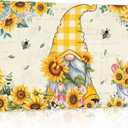 Sunflower Gnome Canvas Print Wall Art - Bees Flowers Leaf on Vintage Newspaper Background - Wall Decor Modern Artwork Paintings Pictures for Living Room Stretched and Framed Ready to Hang - 16" x 24"