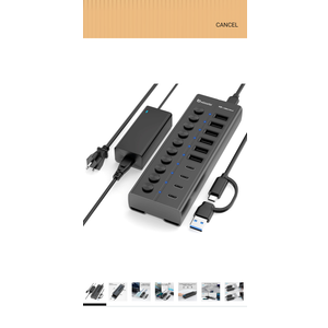 Powered USB Hub, 10-Port USB C Hub with 6 USB-A 3.2, 4 USB-C 3.2 Ports, Individual Switches and 12V/5A Power Adapter, Aluminum USB Extension for MacBook, Laptop/PC and More(Black)
