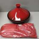 Uno Casa Tagine Pot - 3.65-Quart Moroccan Tajine with Enameled Cast Iron Base and Ceramic Cone-Shaped Lid, High-Quality Cookware- Red Double Oven Mitts Included