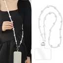 Phone Crossbody Chain Cell Phone Lanyard,Universal Leather+Metal Shouder Strap with Phone Tether Patches (N), Free