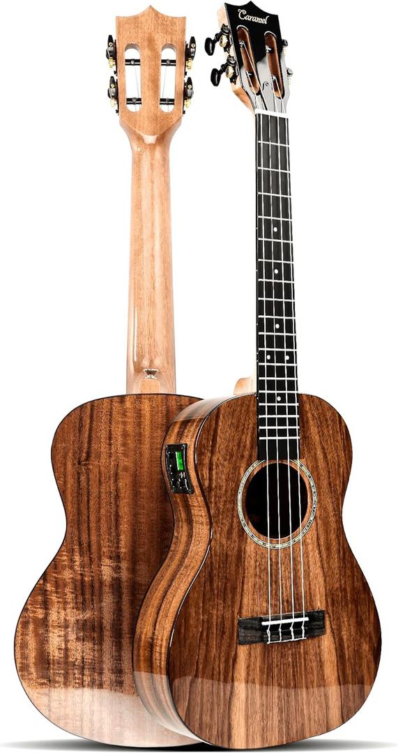 Caramel All Solid Acacia Glossy Baritone Acoustic & Electric Ukulele