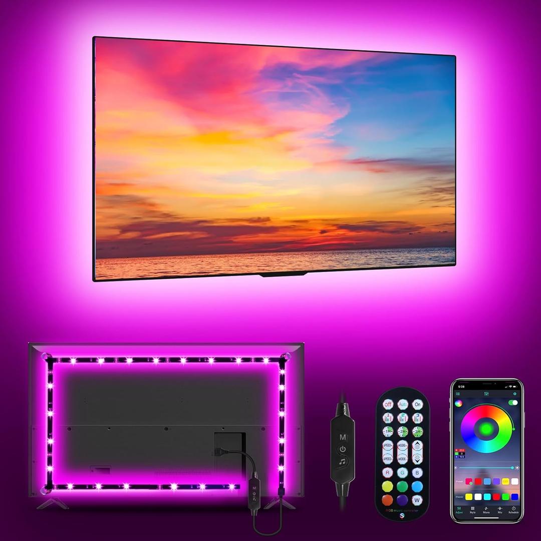 MATICOD LED Lights for TV Led Backlight, 9.84ft RGB Led Strip Lights USB TV Lights Behind 32-43in, APP Remote Control Music Sync TV Led Light for Bedroom Gaming Home Dcor (Multicolor)