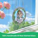Stained Glass Angel Suncatcher Window Hanging Ornament for Home and Garden Decor 100% Real Glass with Elegant Angel Design Gift for Mom and Loved Ones.
