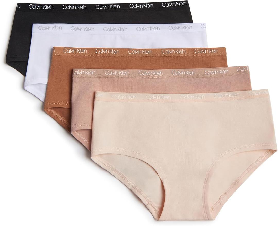 Calvin Klein Girls' Hipster Underwear Five Pack (Large, Naturals)