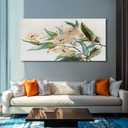 NBAODAN Gold Flower Wall Art Green Leaves Wall Decor Botanical Canvas Art for Dining Room Bedroom Artwork Floral Art Prints for Home Office 24"x 48"