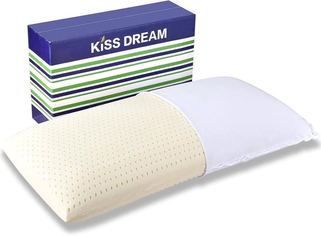 100% Talalay Latex Pillow Bed Pillow for Sleeping, Extra Soft Natural Latex Sleeping Pillow for Back, Stomach or Side Sleepers, Removable Breathable Cotton Cover - High Elasticity (King Size)