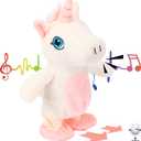 Hopearl Talking Unicorn Repeats What You Say Walking Electric Interactive Animated Toy Speaking Plush Buddy Gifts for Toddlers Birthday, 9.5''