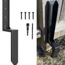 Fence Post Repair Kit, 1 Pc Heavy Duty Fence Post Anchor Ground Stakes, for Broken/Leaning/Rotted Wood Fence Post, Rustproof Steel Mender with Easy Installation, Black